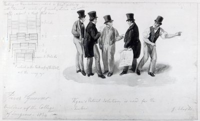 Builders, surveyors and architects at the building of the Royal College of Surgeons, 1834 by George Snr Scharf